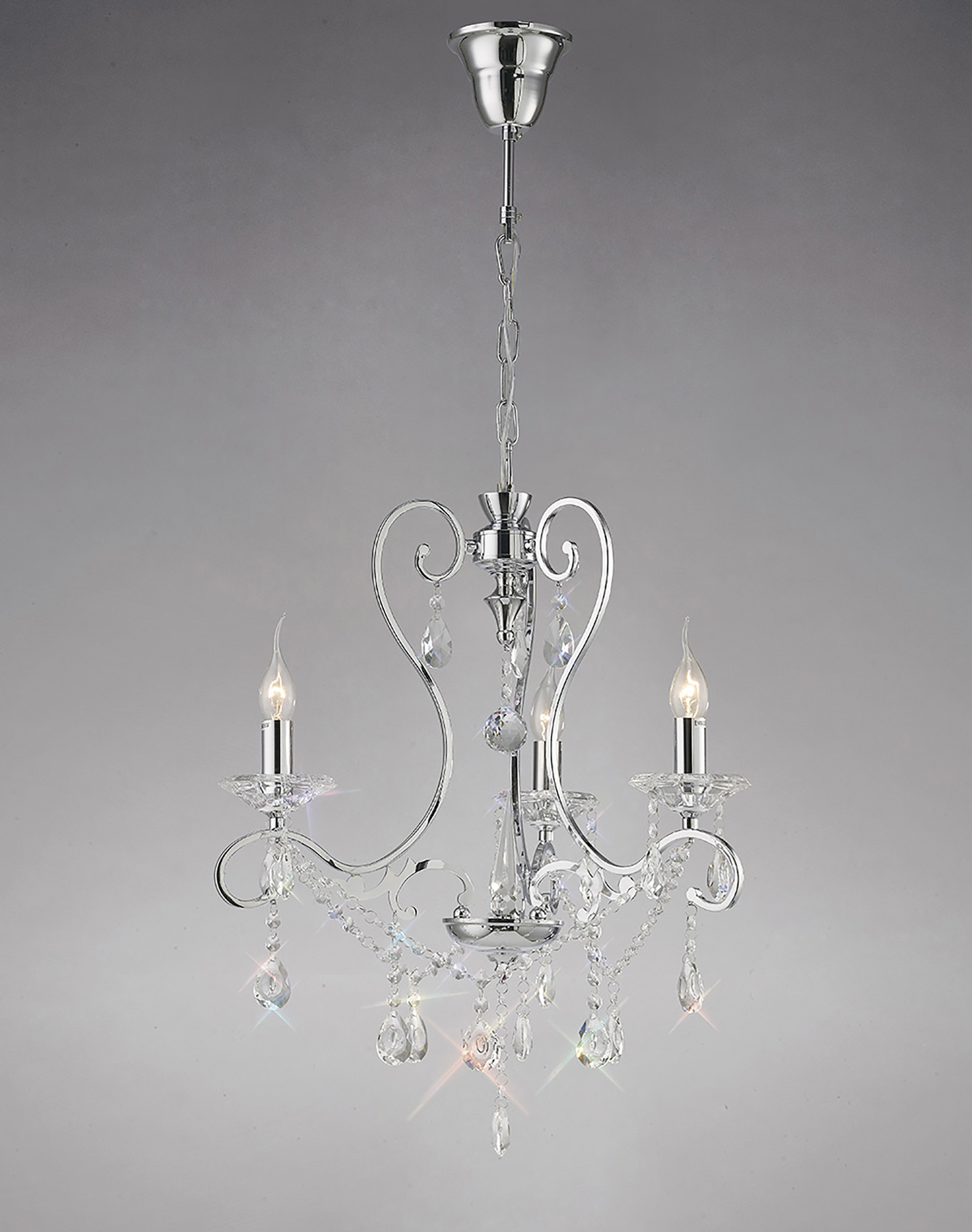 IL31363  Vela Crystal Pendant 3 Light Polished Chrome